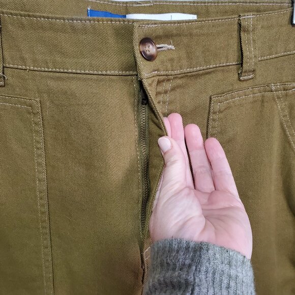 OLD NAVY Utility Straight Leg Pants 30" High Rise Carpenter Satin Moss Womens 16 - Picture 4 of 15